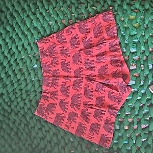 Red J. Crew elephant print cotton shorts